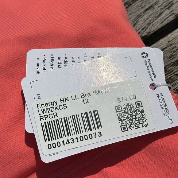 Lululemon Energy High-Neck Longline B–D Cups Raspberry Cream LOGO Size 12 NWT - Picture 4 of 7